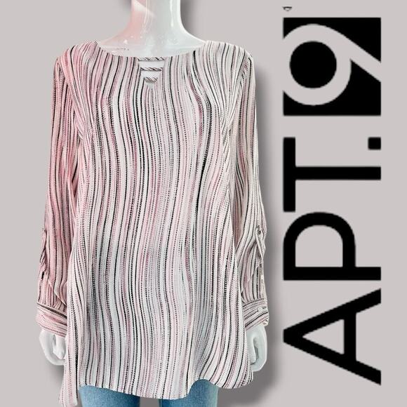 Apt 9 women's multicolor long sleeves lightweight careerwear top blouse - medium - Picture 8 of 8